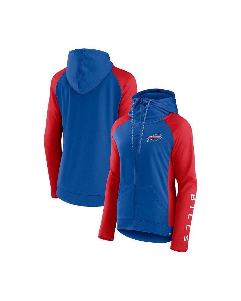 Women's Branded Royal Red Buffalo Bills End Around Raglan Full-Zip Hoodie Blue $26.84 Sweatshirts