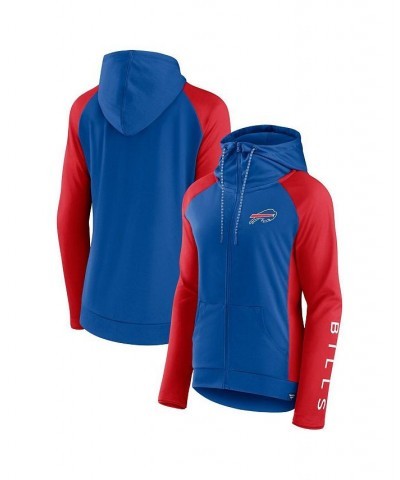 Women's Branded Royal Red Buffalo Bills End Around Raglan Full-Zip Hoodie Blue $26.84 Sweatshirts