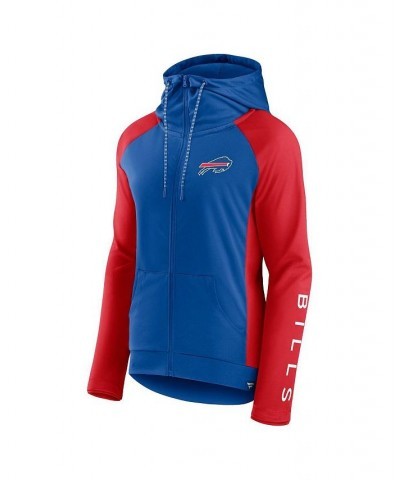 Women's Branded Royal Red Buffalo Bills End Around Raglan Full-Zip Hoodie Blue $26.84 Sweatshirts