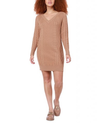 Petite Cable-Knit Sweater Dress Camel $41.08 Dresses