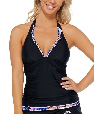 Women's Mariposa Halterkini Top Black $23.50 Swimsuits