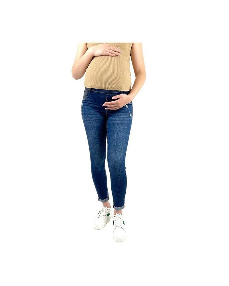 Maternity Distressed Skinny Jeans Blue $18.58 Jeans