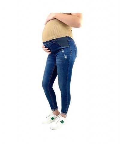 Maternity Distressed Skinny Jeans Blue $18.58 Jeans