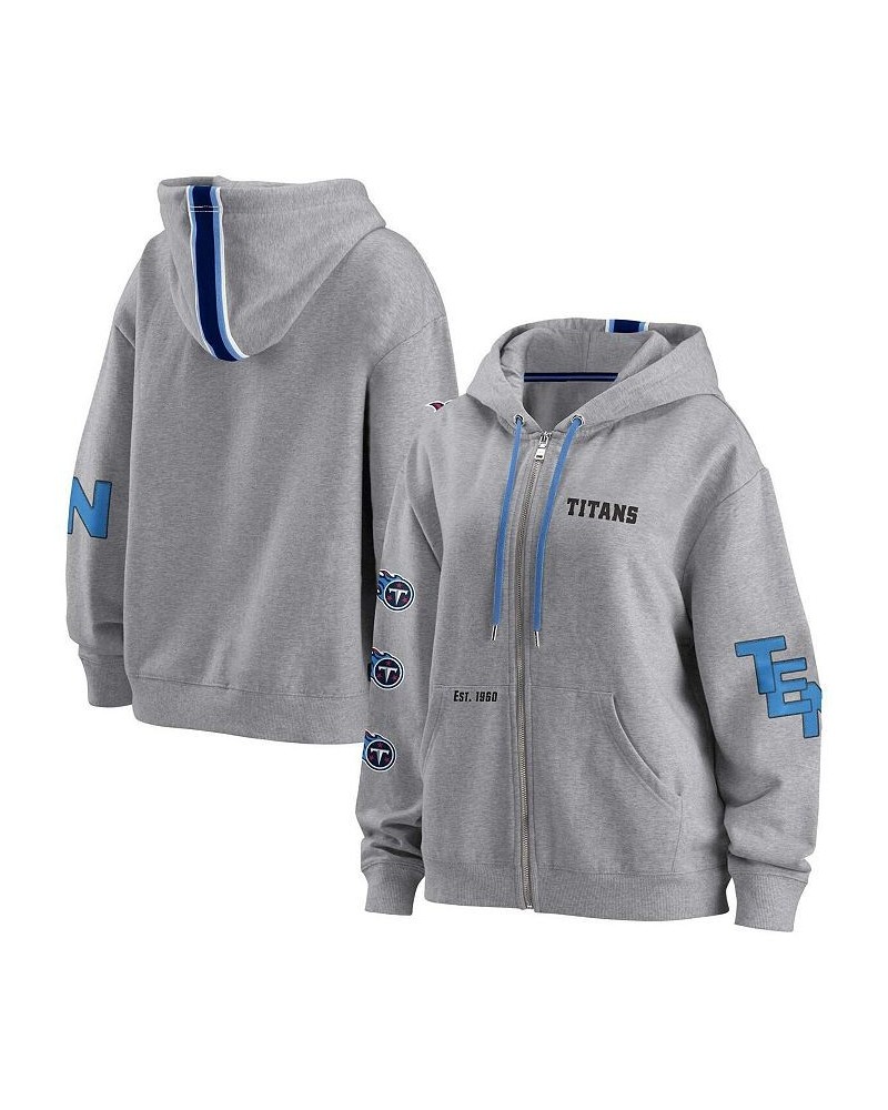 Women's Gray Tennessee Titans Full-Zip Hoodie Gray $37.44 Sweatshirts