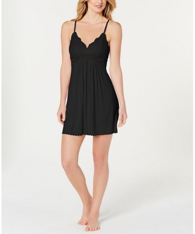 Heavenly Soft Lace-Trimmed Knit Nightgown Lingerie Black $13.73 Sleepwear