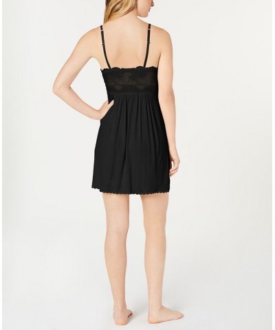 Heavenly Soft Lace-Trimmed Knit Nightgown Lingerie Black $13.73 Sleepwear