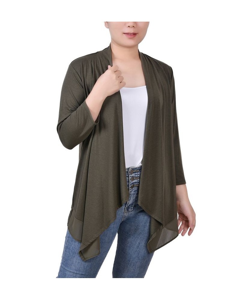 Petite Sharkbite Hem Cardigan Green $13.94 Sweaters