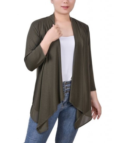 Petite Sharkbite Hem Cardigan Green $13.94 Sweaters