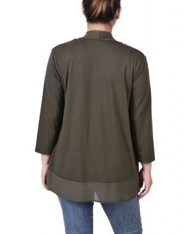 Petite Sharkbite Hem Cardigan Green $13.94 Sweaters