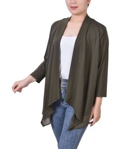 Petite Sharkbite Hem Cardigan Green $13.94 Sweaters