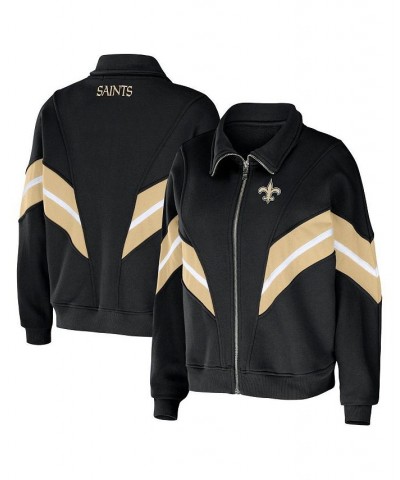 Women's Black New Orleans Saints Yarn Dye Stripe Full-Zip Jacket Black $33.54 Jackets