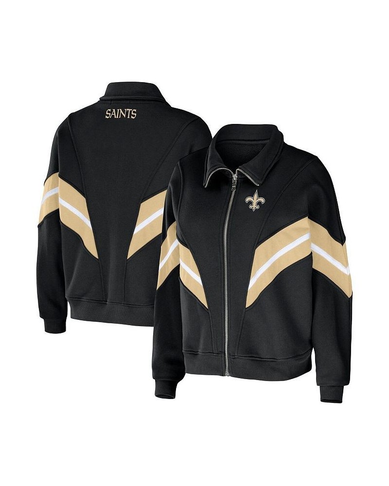 Women's Black New Orleans Saints Yarn Dye Stripe Full-Zip Jacket Black $33.54 Jackets