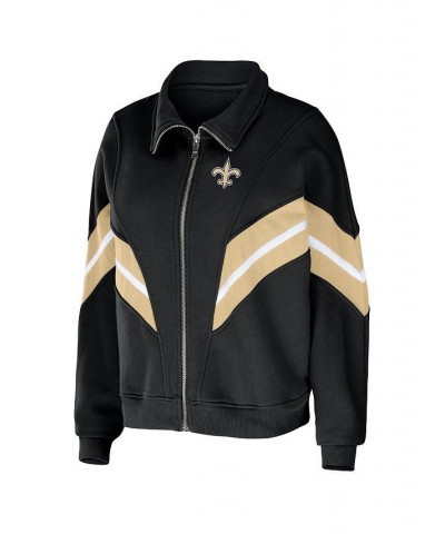 Women's Black New Orleans Saints Yarn Dye Stripe Full-Zip Jacket Black $33.54 Jackets