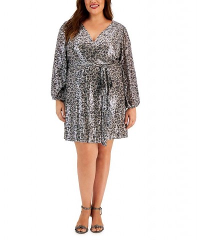 Plus Size Animal-Print Faux-Wrap Sequin Dress Hazelwood/animal $31.79 Dresses