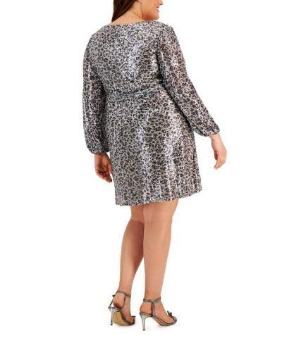 Plus Size Animal-Print Faux-Wrap Sequin Dress Hazelwood/animal $31.79 Dresses