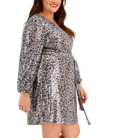 Plus Size Animal-Print Faux-Wrap Sequin Dress Hazelwood/animal $31.79 Dresses