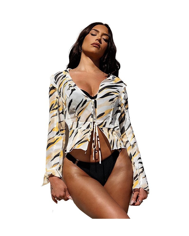 Women's X STASSIE Wild Weekend Chiffon Ruffled Cover-Up Top White $24.00 Swimsuits