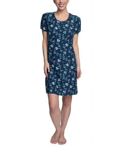 Women's Printed Sleep Shirt Blue $18.86 Sleepwear