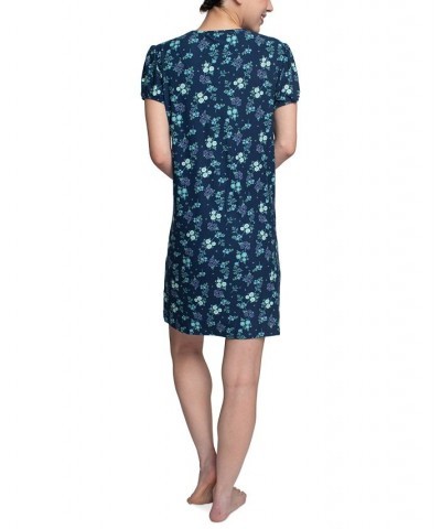 Women's Printed Sleep Shirt Blue $18.86 Sleepwear