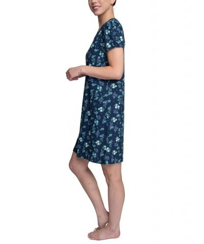 Women's Printed Sleep Shirt Blue $18.86 Sleepwear