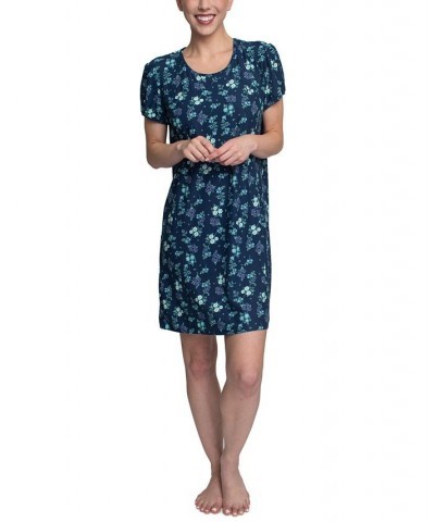 Women's Printed Sleep Shirt Blue $18.86 Sleepwear