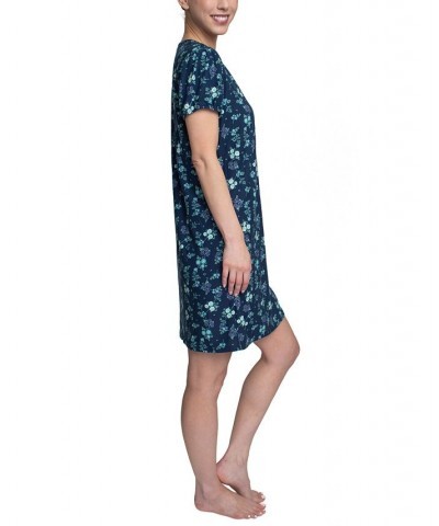 Women's Printed Sleep Shirt Blue $18.86 Sleepwear