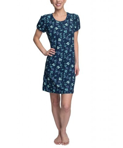 Women's Printed Sleep Shirt Blue $18.86 Sleepwear