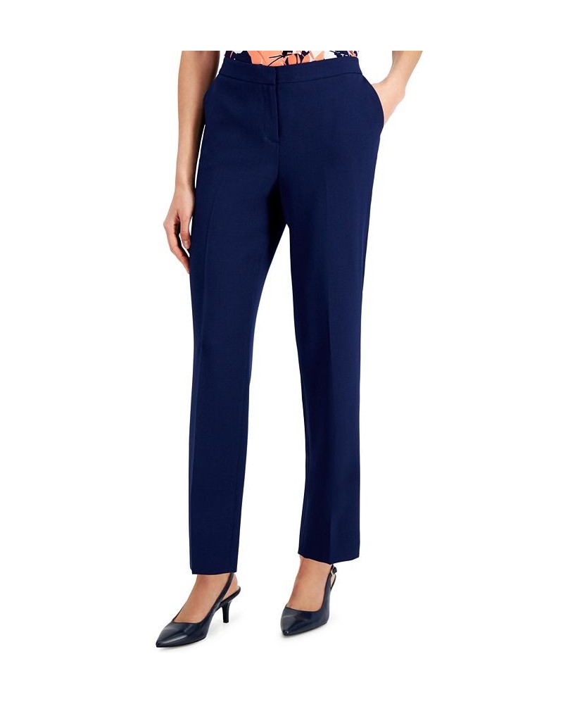 Petite Mid-Rise Straight-Leg Pants Blue $43.61 Pants