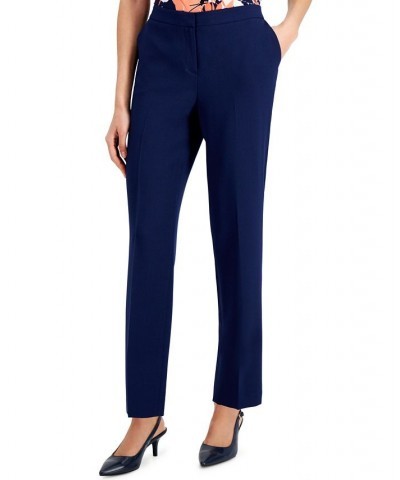 Petite Mid-Rise Straight-Leg Pants Blue $43.61 Pants