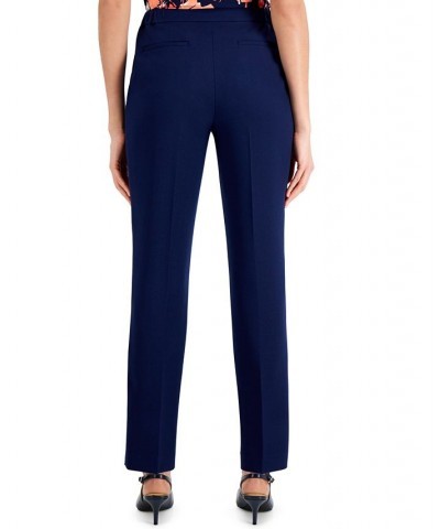 Petite Mid-Rise Straight-Leg Pants Blue $43.61 Pants