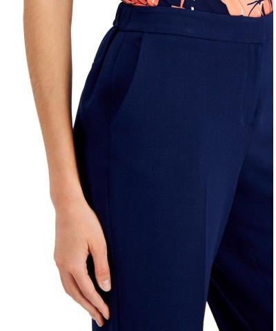 Petite Mid-Rise Straight-Leg Pants Blue $43.61 Pants