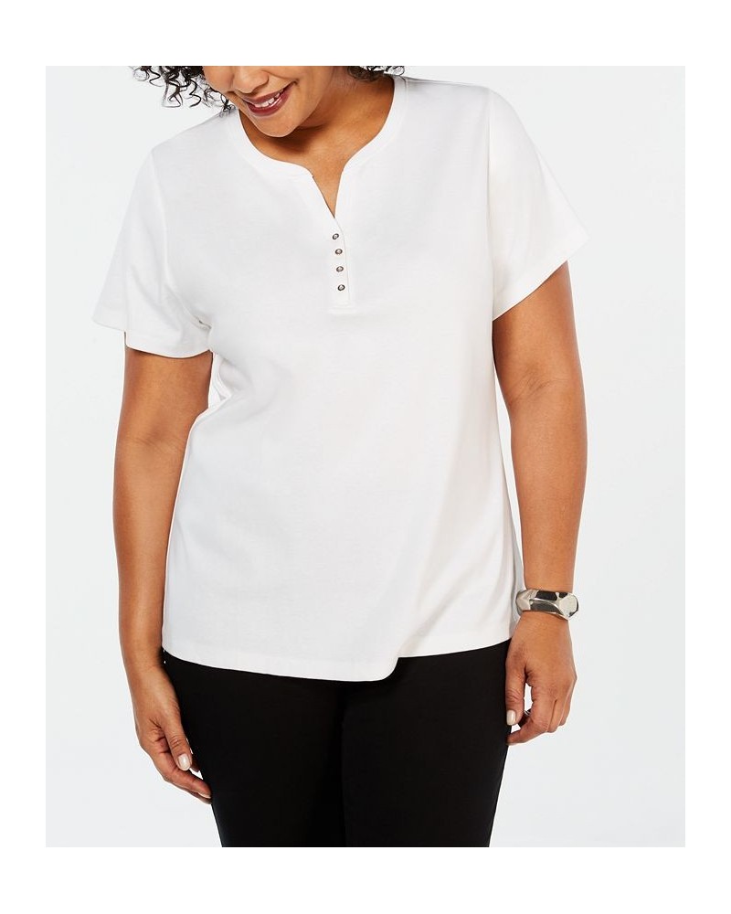 Plus Size Cotton Henley Top Bellflower $8.47 Tops