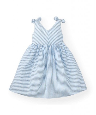 Mommy & Me Linen Bow Shoulder Dresses in Taupe and Blue Check Blue stripe $29.98 Dresses