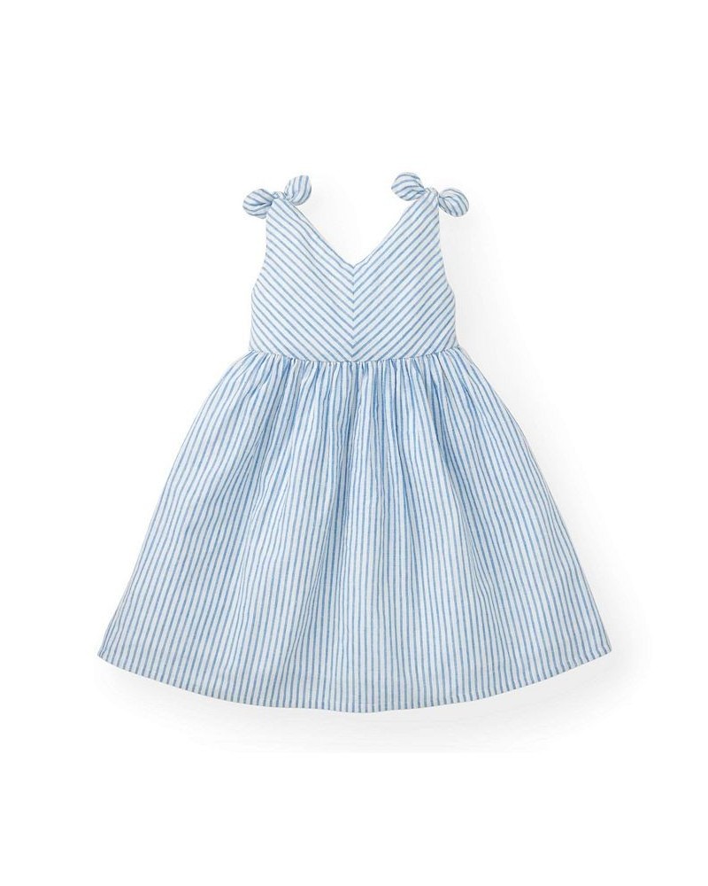 Mommy & Me Linen Bow Shoulder Dresses in Taupe and Blue Check Blue stripe $29.98 Dresses