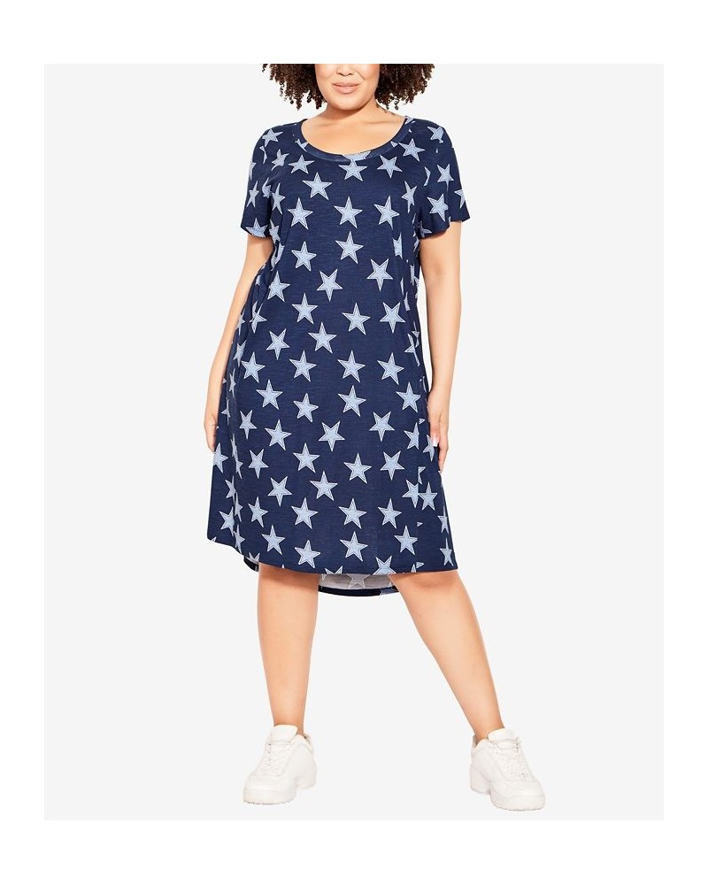 Plus Size Hello Sunshine Print Dress Navy Star $25.63 Dresses