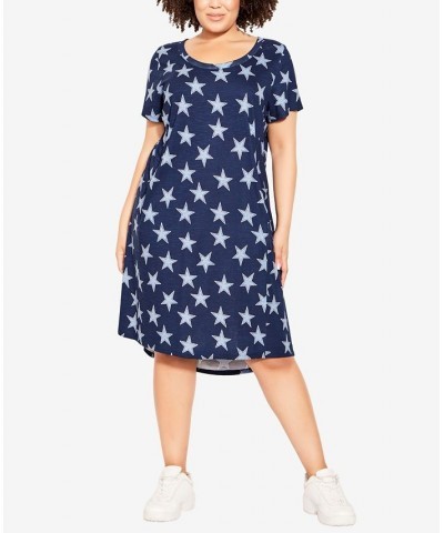 Plus Size Hello Sunshine Print Dress Navy Star $25.63 Dresses