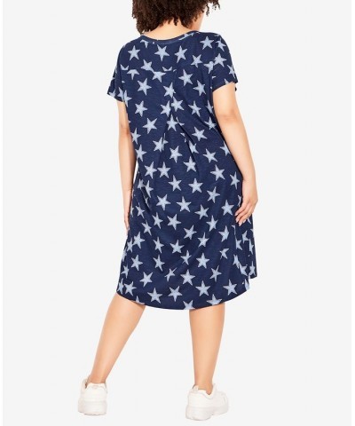 Plus Size Hello Sunshine Print Dress Navy Star $25.63 Dresses