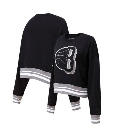 Women's Black Brooklyn Nets Mash Up Pullover Sweatshirt Black $36.55 Sweatshirts