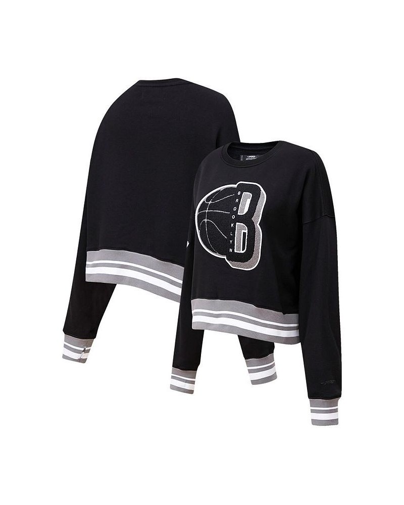 Women's Black Brooklyn Nets Mash Up Pullover Sweatshirt Black $36.55 Sweatshirts