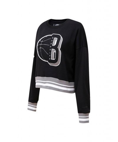 Women's Black Brooklyn Nets Mash Up Pullover Sweatshirt Black $36.55 Sweatshirts