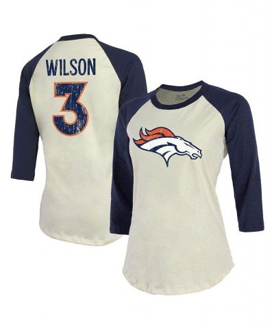 Women's Threads Russell Wilson Cream Navy Denver Broncos Name & Number Raglan 3/4 Sleeve T-shirt Cream, Navy $28.80 Tops