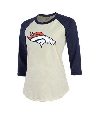 Women's Threads Russell Wilson Cream Navy Denver Broncos Name & Number Raglan 3/4 Sleeve T-shirt Cream, Navy $28.80 Tops