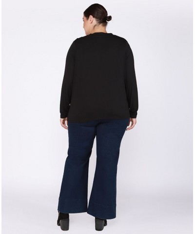 Trendy Plus Size Cowl-Neck Long-Sleeve Top Black $14.08 Tops