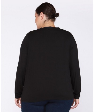 Trendy Plus Size Cowl-Neck Long-Sleeve Top Black $14.08 Tops