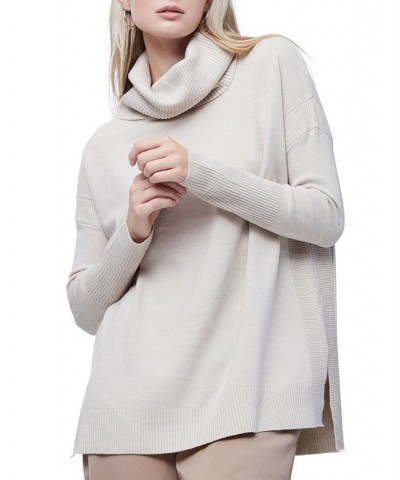 Women's Ribbed Cowlneck Sweater Brown $19.82 Sweaters