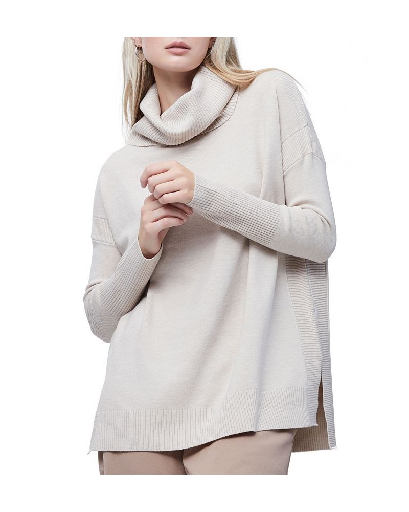 Women's Ribbed Cowlneck Sweater Brown $19.82 Sweaters