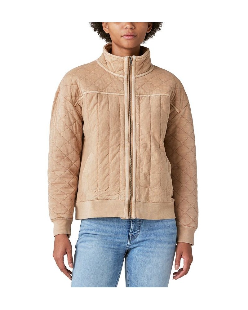 Women's Quilted Zip-Up Jacket Tan/Beige $79.50 Jackets