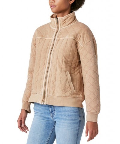 Women's Quilted Zip-Up Jacket Tan/Beige $79.50 Jackets