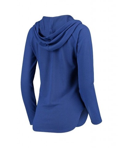 Women's Blue Toronto Maple Leafs Soaring Puck Pullover Lace-Up V-Neck Hoodie Blue $34.20 Sweatshirts