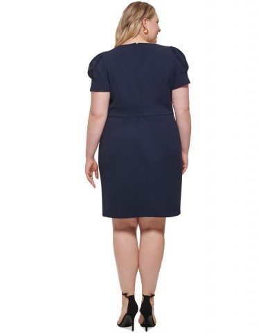 Plus Size Puff-Sleeve Sheath Dress Midnight $54.99 Dresses